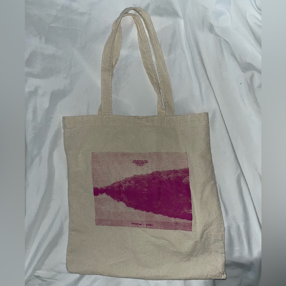 Madewell Special Edition Medium Beige Tote Bag w/ Pink Graphic & canvas m fabric